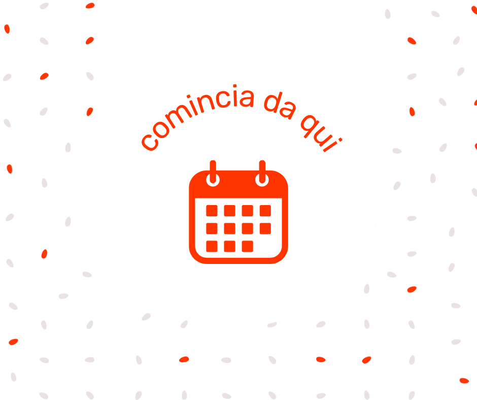 variante grafica con calendario rosso e scritta comincia da qui su sfondo decorato